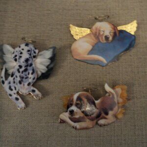 porcelain angel puppy ornaments~ lot of 3